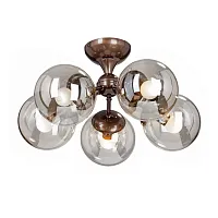 Люстра потолочная V3954-7/5PL Vitaluce янтарная на 5 ламп, основание бронзовое в стиле арт-деко шар